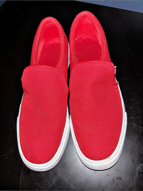 Nike SB Portmore II Solarsoft Slip-On Canvas Sneakers Red & White